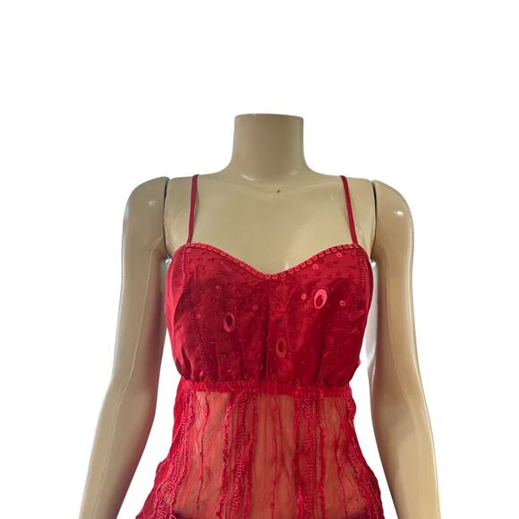 Vtg Kaelyn Max Womens Babydoll Top Size L Fairy Vamp Sexy Y2K Whimsigoth Red - Picture 3 of 15